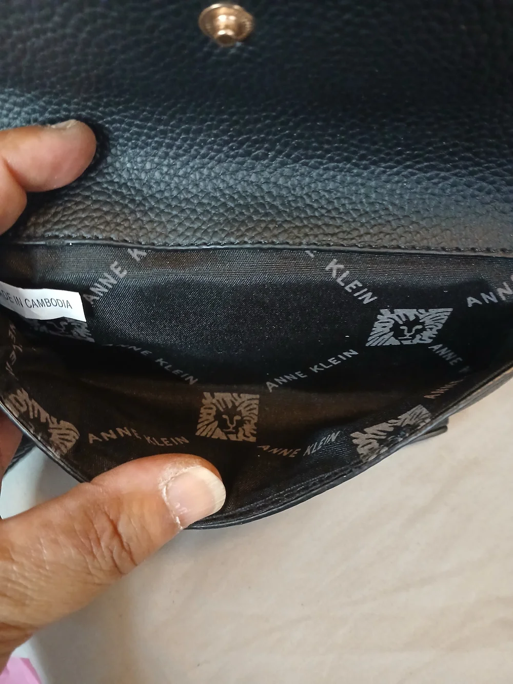 Anne Klein Black & Brown Striped Travel Pouch Trio